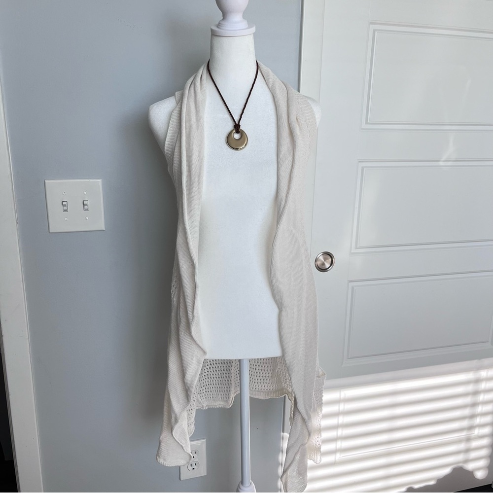 Blue Asphalt Cream Knit Cardigan Vest